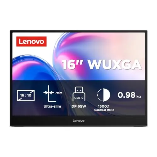 Lenovo L16 | Monitor Portátil | 16" | 60Hz | 6 ms | USB-C |
