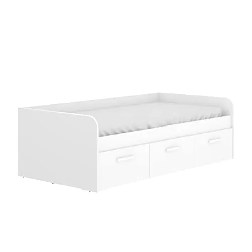 DEKIT GRUPO RIMOBEL MEK - Cama nido con tres cajones de almacenaje - Blanco - 60x195x97 cm