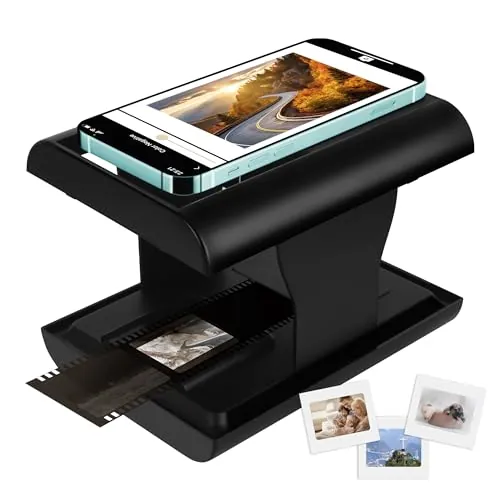 Escáner de Negativos y Diapositivas, Mobile Film Scanner Convierte Película de 35 mm a Foto Digitales con Smartphone, Apoyar la Edición y Intercambio