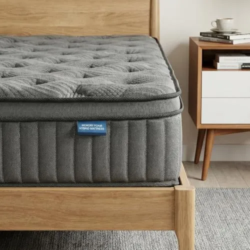 Qabefy Colchón híbrido de 140 x 200 cm – 25 cm con núcleo de muelles ensacados de 7 zonas, dureza H3, colchón ortopédico de muelles con espuma viscoelástica de gel, transpirable y cómodo (140 x 200 cm