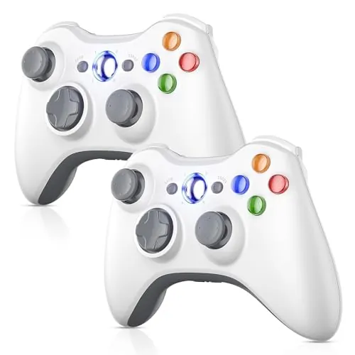 Nonbliep Paquete de 2 controladores Xbox 360, compatibles con Xbox 360 y Slim/PC Windows 10/8/7, con joystick mejorado/doble vibración/conector de auriculares de 2.5 mm para controlador Xbox