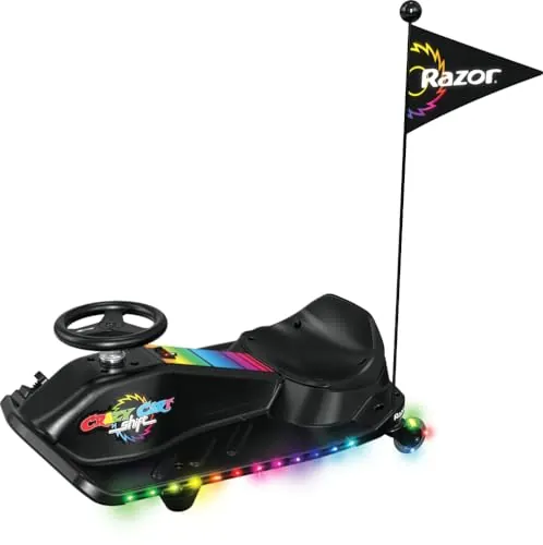 Razor Crazy Cart Shift Lightshow Go-Kart eléctrico de Litio con Ruedas iluminadas, velocidades de hasta 8 mph para Mayores de 6 años