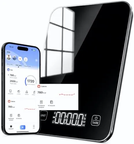 Báscula digital inteligente de cocina con pantalla LED