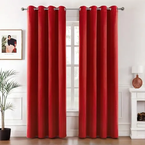MIULEE Cortinas Opacas Termicas Ojales Salon Dormitorio 2Pz 140x245cm Rojo