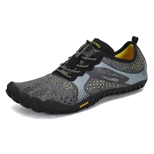 SAGUARO Barefoot Hombre Mujer Zapatillas de Trail Running Ligeras Cómodas Minimalistas Zapatos Descalzos, Hm Negro 48