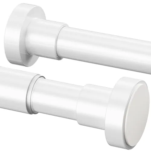 1 barra de cortina de ducha de acero inoxidable extensible para baño, armario, cortinas de ducha (135-200 cm, φ25 mm, blanco)