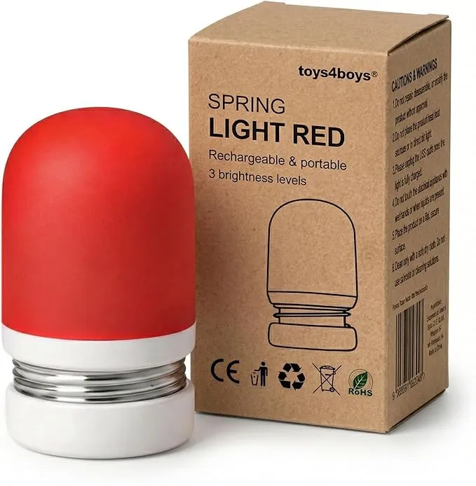 Toys4Boys Luz Nocturna Infantil Roja Para Dormir 620 nm- Lámpara de Noche Led Suave Para Mesita, Habitación de Niños o Bebés - Luz Quitamiedos Ergonómica Que no Interfiere Con la Melatonina