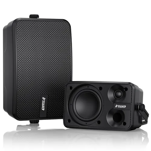 Inwa Altavoz Bluetooth Exteriores, 400W Altavoces Activos Pasivos Pared, Sistema de Sonido Estéreo Inalámbrico Impermeable para Interior Exterior con Entrada Aux (Par, MZ622, Control Remoto, RMS 40W)