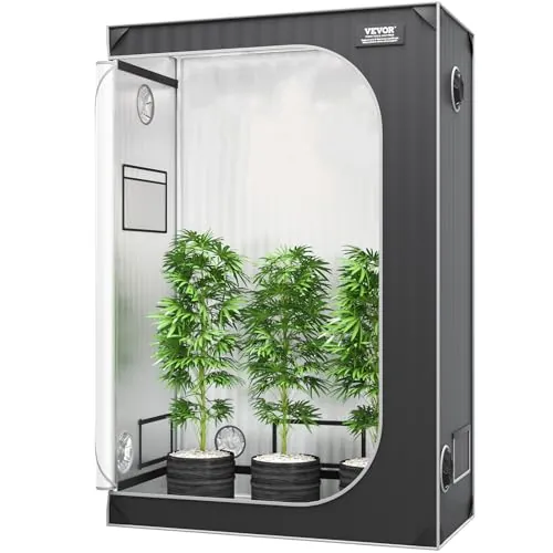 VEVOR Armario de Cultivo 122x61x183 cm Carpa de Cultivo Hidropónico Mylar 2000D Altamente Reflectante con Ventana de Observación, Bolsa de Herramientas, Bandeja de Piso para Cultivo de Plantas