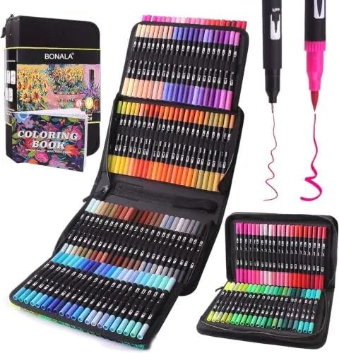 Bonala 132 Rotuladores de Punta Pincel de arte para Lettering, caligrafía, Colorear, dibujar, pintar: regalo para niños y adultos.