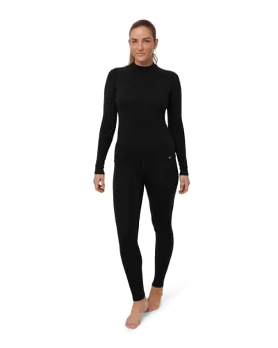 DANISH ENDURANCE Capa Base Lana Merino Frío Extremo Mujer, Negro, XXL | Capa Base de Lana Merino de 250 g/m², Cálida, Transpirable y sin Olores, para Esquí, Senderismo y Ciclismo en Frío Extremo