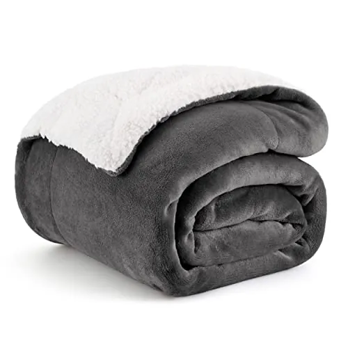 Bedsure Manta Sofá Polar Invierno - Sherpa, Antracita, 150x200 cm