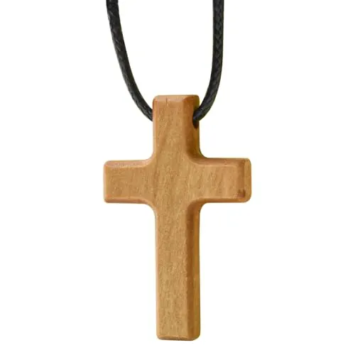 Enkrio Collar con colgante de madera natural con cordón de cuero ajustable para hombre y mujer, Right Angle, Madera, No es una piedra preciosa