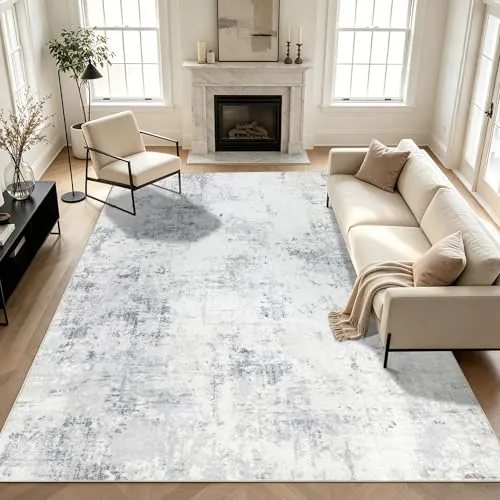 Homcomodar Alfombra Salon Gris 160x230cm Antideslizante Alfombras Lavables en Lavadora Alfombra Habitacion Dormitorio Comedor Modernas Tapete Quarto Pelo Corto