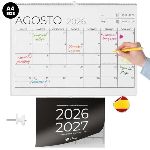 Finoly Calendario 2026 Pared Julio 2026 Diciembre 2027 (18 Meses)