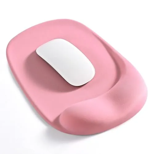 EooCoo Alfombrilla Ratón con Reposamuñecas de Gel, Mouse Pad Gaming, Rosa | Alfombrilla Raton, Mousepad Ergonómica, Alfombrilla Escritorio para Oficina, PC Gaming, Base Antideslizante, Lavable