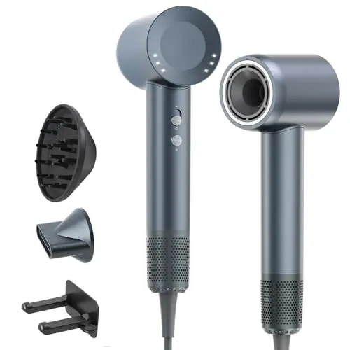 Secador Pelo Profesional Iónico con Difusor, 160.000 RPM, Gris