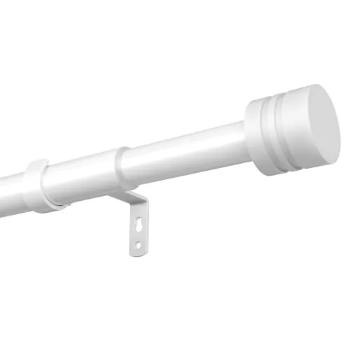 ENJOYBASICS 76-218cm Barra para Cortinas Extensible con Soportes, Blanco