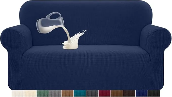 Granbest Funda de sofá elástica, resistente al agua, 1 unidad, de elastano, jacquard, elástica, con espuma antideslizante (2 plazas, azul oscuro)