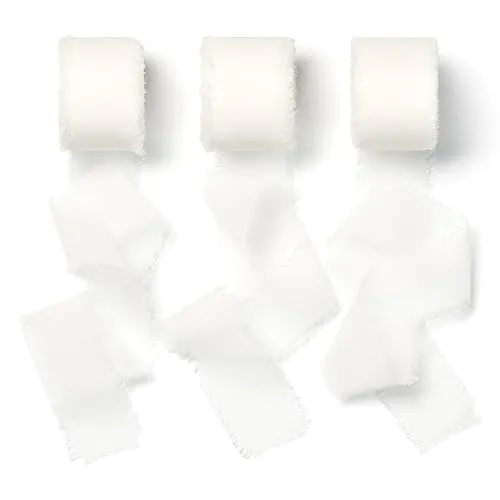 AOKSUNOVA Cinta de Gasa Blanca 2,5 cm x 18,9 m para Regalos
