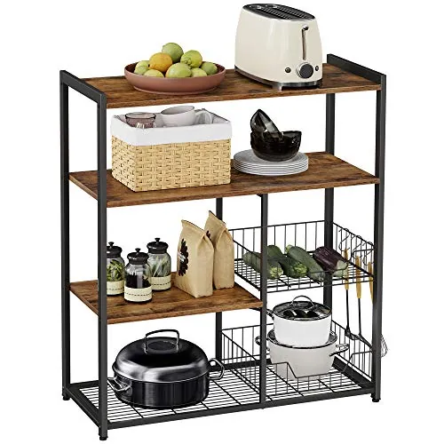 VASAGLE Estantería de Cocina para Microondas con 2 Cestas, 80x35x94 cm