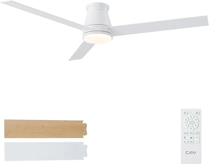 CJOY Ventilador de Techo con Luz Silencioso, 152 cm Blanco Ventilador de Techo con Luz y Mando 3 Aspas, 6 Velocidades, 3 CCT Regulable, Reversible CC, Memoria Función, Modo Sleep, Para Dormitorio