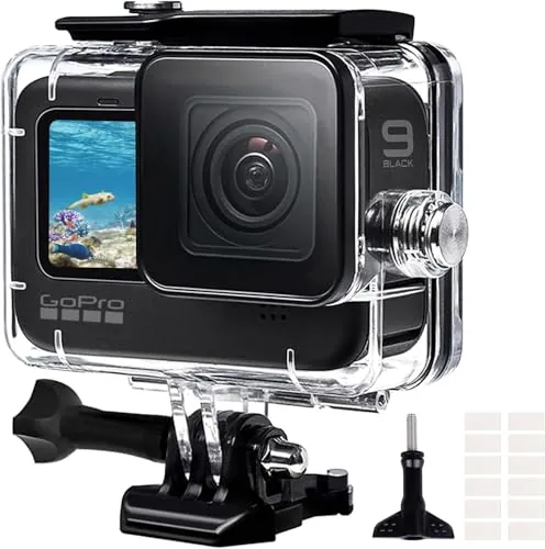 REDTRON Funda Impermeable para GoPro Hero 9/10/11/12/13 Black, 60M Funda Protectora de Buceo con Pinza de Montaje rápido, 12 Insertos antivaho para la cámara Gopro 9/10/11/12/13 Black