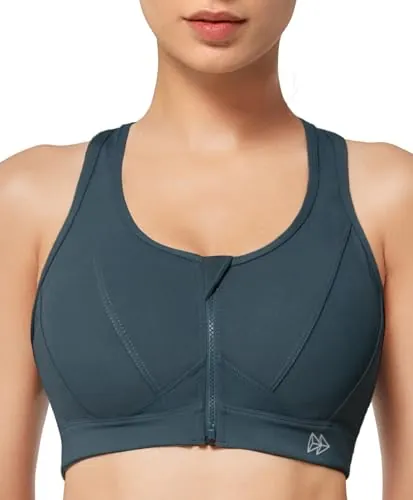 Yvette Sujetador Deportivo con Soporte Fuerte, Cierre Frontal, Malla de Gran tamaño, Espalda de Corredor para Correr, Trotar, Montar