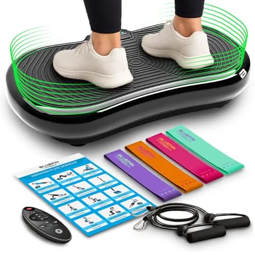 Plataforma Vibratoria Ultra Slim de Bluefin Fitness / Vibro Moldeador / 5 Programas + 180 Niveles / Fácil de Guardar