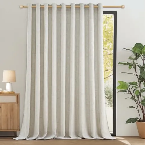 CUTEWIND Cortinas Salon Lino Natural Rusticas Translucidas 1 Pieza 200x240 CM Lindas Cortinas de Casa y Visillos Dormitorio Juvenil con Ojales Cortina para Ventana Habitacion Comedor