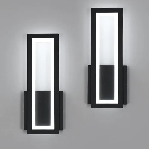 Osairous Lámpara de Pared Interior, 2 Piezas 16W 1800LM 6500K, Negro
