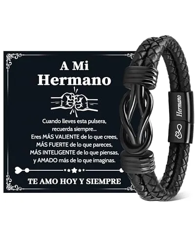 VU100 Regalo para un Hermano Pulsera Hombre Regalos Originales para Hombre Regalos Hermano Cumpleaños Pulsera de Cuero Navidad Graduación Aniversario