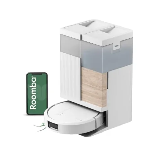 iRobot Roomba Plus 575 Combo + Base AutoWash multifunción, 25KPa, Mopas DualClean PerfectEdge, Lava y Seca con Calor, IA Precision Vision, SmartClean, Clearview Pro LiDAR, 90 Días Autonomía, Blanco