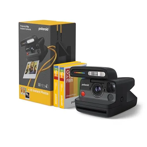 Polaroid Flip - Paquete de cámara instantánea Negra y película a Color (16 Fotos)