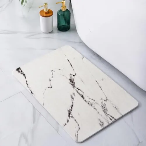 Pure 4Home Alfombra Diatomita Baño 60x40 – Secado Rápido, Antideslizante y Antibacteriana – Alfombrilla Piedra Diatomita Super Absorbente – Alfombrilla Diatomitas - Stone Bath Mat (Turco Blanco)