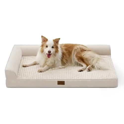 COZY KISS Cama Ortopédica para Perros Extra Grandes, XL 112x81x18cm Beige
