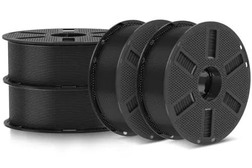 JAYO Filamento PETG 1.75 mm – Pack 4 Bobinas (4 x 1.1 kg / 4.4 kg, ~1440 m), Negro, Alta Tenacidad (Resistente a Golpes), Buena Resistencia Química, ±0.02 mm, Bobinado Ordenado