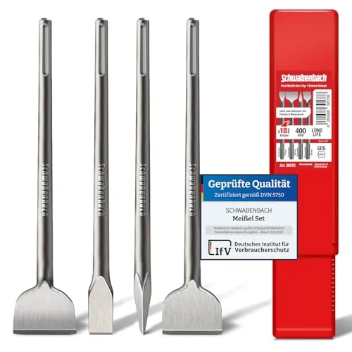 SCHWABENBACH® Juego de Cinceles SDS Max 400 mm, 4 Piezas