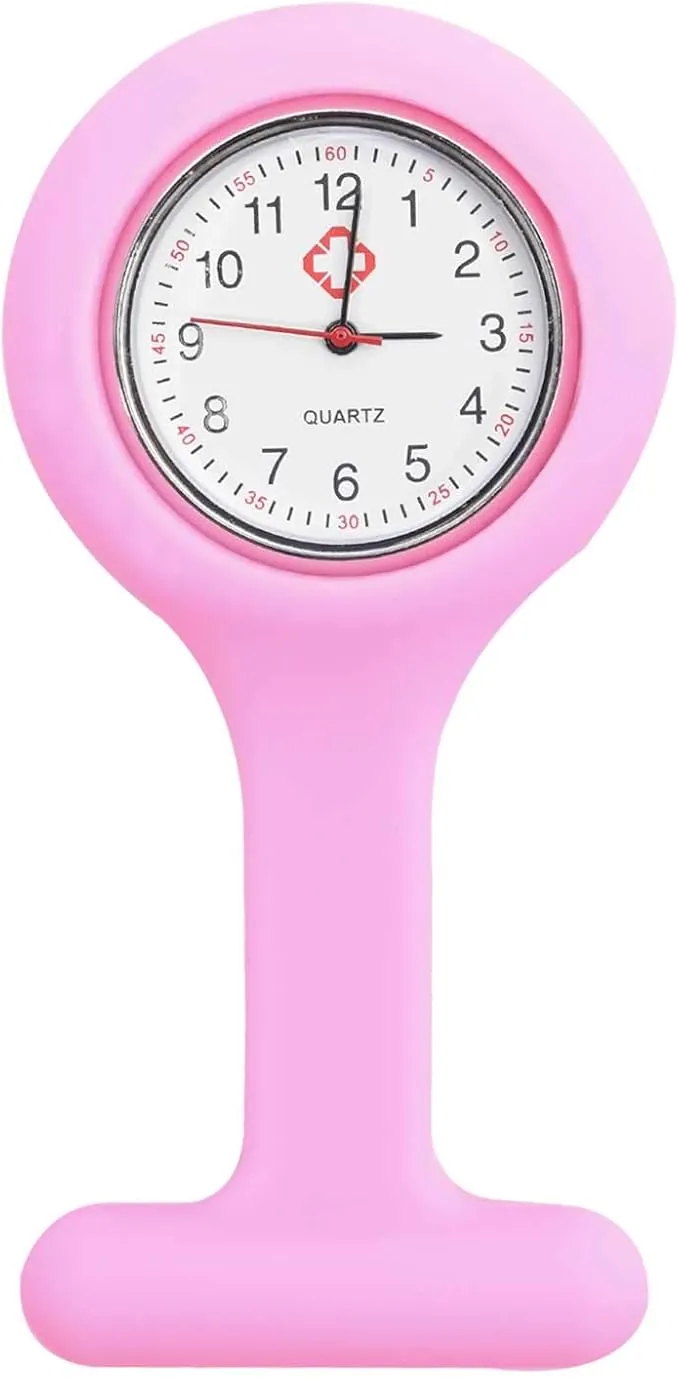 TRIXES Reloj de bolsillo de silicona para enfermeras con broche