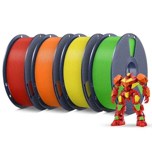 SUNLU 4KG Filamento PETG 1.75mm, Naranja+Amarillo+Rojo+Verde