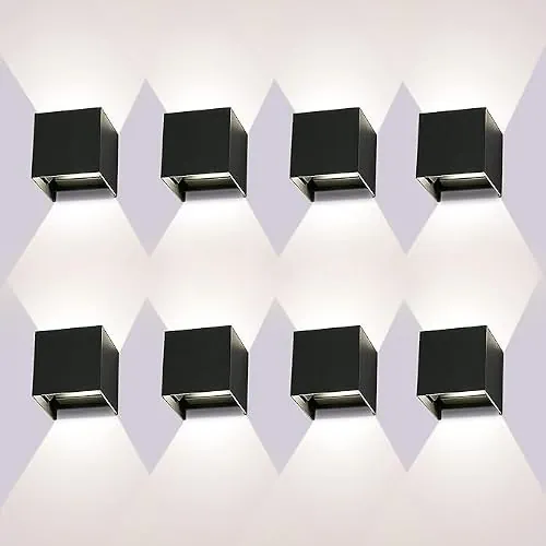ledmo 8 Piezas Aplique Pared Exterior LED 12W 4000K IP65 Ángulo Ajustable