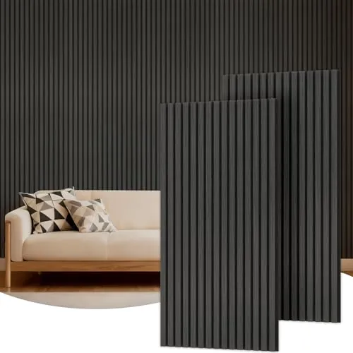 TONOR Paneles Decorativos para Pared,120x60-1.44㎡, 2 Paneles, Negro | Grandes Madera Paneles Acusticos, Panel Decorativo Pared Mdf Interiores, Decoracion Pared para Habitacion, Salon, Oficina
