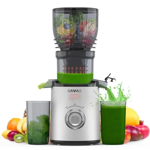 OMMO 300W Extractor de Zumos y Verduras, Plateado