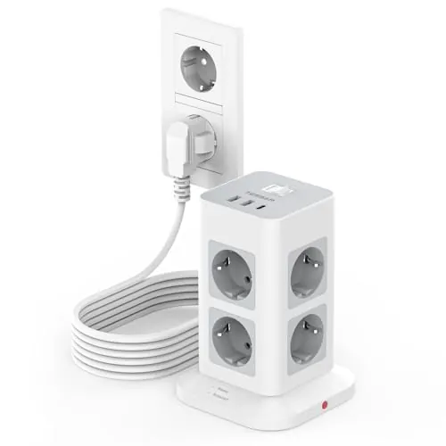 TESSAN Regleta Enchufes 5 Metros con Protección Sobretensione 3600W 16A