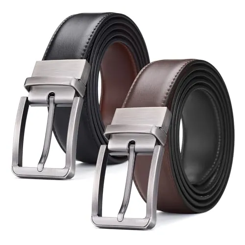 AivaToba Cinturón Hombre Cuero,Cinturón Reversible Hombre Negro y Marrón