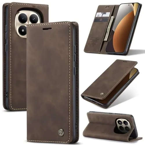 Azororo Funda para Redmi Note 15 Pro+ 5G PU Cuero, Tapa Libro Estuche Flip Case, Tarjetas/Billetera, Soporte Plegable y Cierre Magnético Carcasa para Redmi Note 15 Pro+ 5G -Café