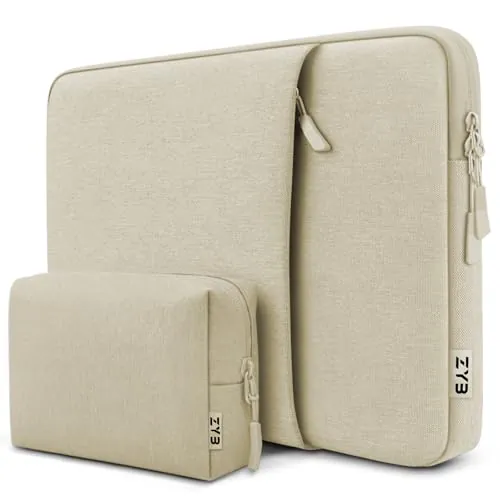 ZYB Funda Portatil 16 Pulgadas,Funda Ordenador 16 Pulgadas+Accesorio Bolsa | ZYB Funda Portatil para MacBook Pro 16 M5-M1,16 Lenovo ThinkBook/IdeaPad HP ASUS DELL Acer VivoBook Huawei etc 16" PC-Beige