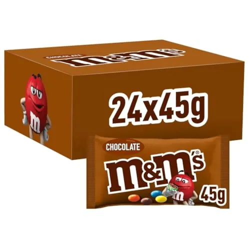M&Ms Chocolate Grageas De Colores Con Leche Caja De 24 Bolsas De 45g