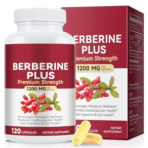 Berberina Plus 1200mg - Fórmula de Alta Absorción - 60 Días de Suministro