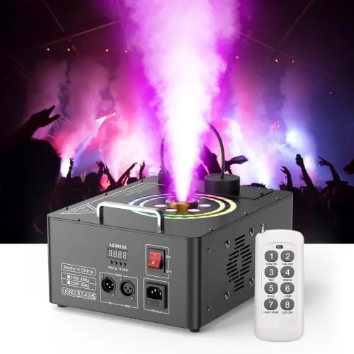 1500W Máquina de Humo con Control Remoto, Wash 6 RGB LED Estroboscópica Efectos de Iluminación 3000 CFM/min Máquina de Niebla DMX512 Fog Machine Portátil para Halloween Bodas Escenarios Fiestas